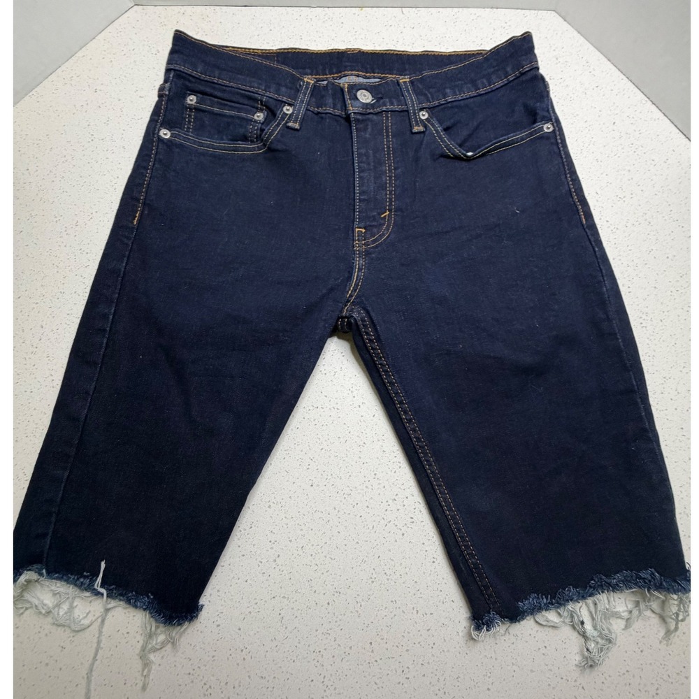 Levis 511 Slim Fit Denim Shorts Indigo Blue Raw Hem Mens 31 04511-1042